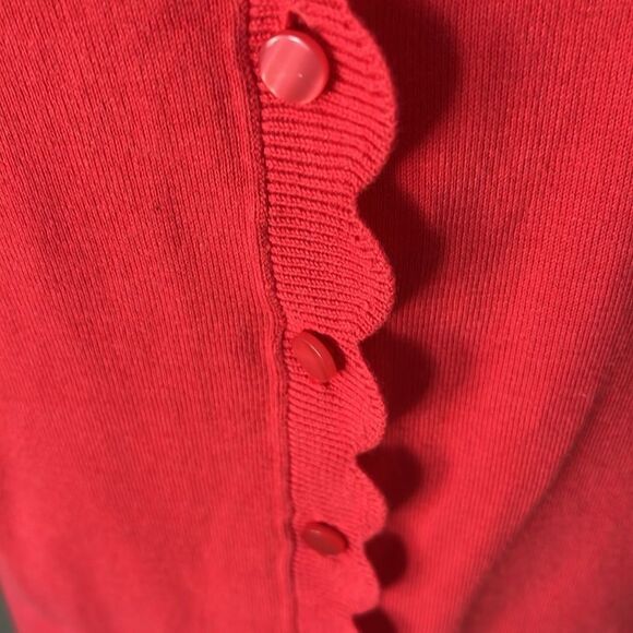 Talbots Black Label Charming Button up Cardigan Red Scalloped Design MP - Picture 2 of 7